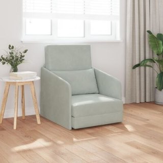  sofa łóżko 2 w 1 jasnoszara 65x80x83 cm welur
