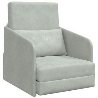  sofa łóżko 2 w 1 jasnoszara 65x80x83 cm welur