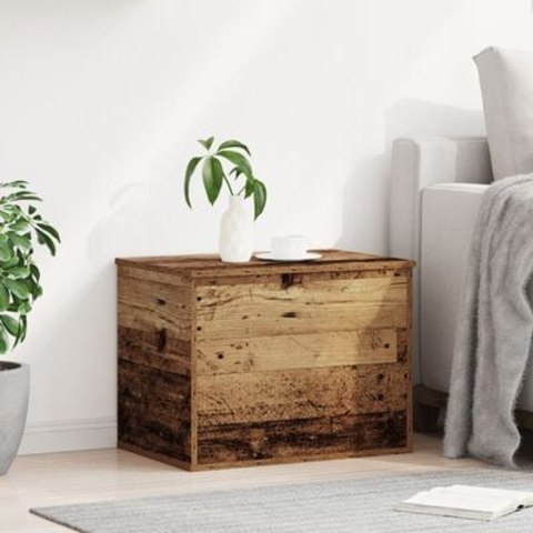 Skrzynia do przechowywania z pokrywą w stylu starego drewna 60x42x46 cm z materiału drewnopochodnego Skrzynia do przechowywania z pokrywą w stylu starego drewna 60x42x46 cm z materiału drewnopochodnego