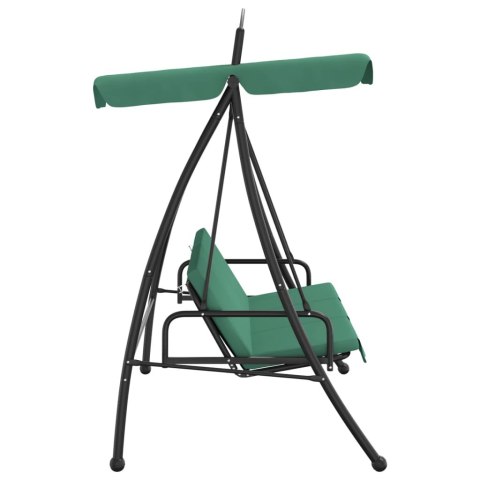 Huśtawka ogrodowa z daszkiem, zielona, 198 cm, tkanina i stal Huśtawka ogrodowa z daszkiem, zielona, 198 cm, tkanina i stal