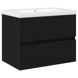 Szafka pod umywalkę  z wbudowaną misą z czarnego dębu z drewna inżynieryjnego, Szafka pod umywalkę  czarny dąb 60x38