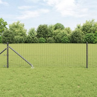 VidaXL Ogrodzenie Euro z 7 cokołami 0.4x10 m ze stali ocynkowanej Szare