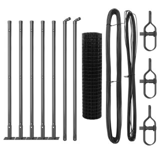 VidaXL Ogrodzenie Euro z 7 flanszowymi słupkami 0.4x10 m stal ocynkowana
