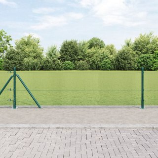 VidaXL Ogrodzenie spawane z 13 słupkami flanszowymi zielonym 0,4 x 100 m ze stali