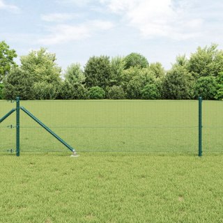 VidaXL Ogrodzenie spawane z 13 słupkami na kotwy Zielone 0,4x100 m Stal