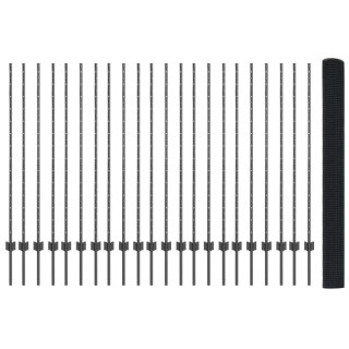 VidaXL Ogrodzenie z drutu spawanego z 44 słupkami U Szary 1.4x50 m Stal