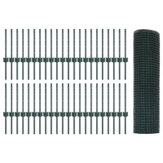 VidaXL Ogrodzenie z drutu spawanego z 44 słupkami U Zielone 0.4x100 m Stal