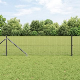 VidaXL Szare ogrodzenie z drutu spawanego z 13 kotwami 0.6x50 m stalowymi