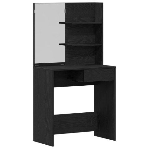 Zestaw Toaletki Czarny Dąb z Drewna Treściwego, Toaletka Czarny Dąb z Lustrem - 74.5 x 40 x 141 cm, Stołek Zestaw Toaletki Czarny Dąb z Drewna Treściwego, Toaletka Czarny Dąb z Lustrem - 74.5 x 40 x 141 cm, Stołek