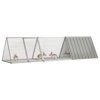 VidaXL Klatka dla królików, szara 302,5x80,5x71 cm, galwanizowana stal