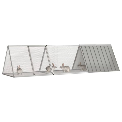 Klatka dla królików, szara 302,5x80,5x71 cm, galwanizowana stal Klatka dla królików, szara 302,5x80,5x71 cm, galwanizowana stal