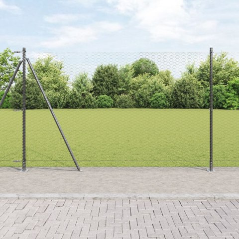 Ogrodzenie heksagonalne Szare 1.4x10 m Stal, Słupki ogrodzeniowe z podstawami 7 szt. Ø32mm 78,5cm Stal ocynkowana Ogrodzenie heksagonalne Szare 1.4x10 m Stal, Słupki ogrodzeniowe z podstawami 7 szt. Ø32mm 78,5cm Stal ocynkowana