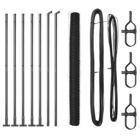 Ogrodzenie heksagonalne Szare 1.4x10 m Stal, Słupki ogrodzeniowe z podstawami 7 szt. Ø32mm 78,5cm Stal ocynkowana Ogrodzenie heksagonalne Szare 1.4x10 m Stal, Słupki ogrodzeniowe z podstawami 7 szt. Ø32mm 78,5cm Stal ocynkowana