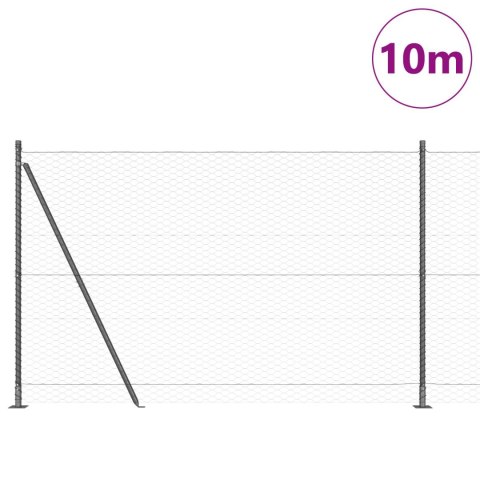 Ogrodzenie heksagonalne Szare 1.4x10 m Stal, Słupki ogrodzeniowe z podstawami 7 szt. Ø32mm 78,5cm Stal ocynkowana Ogrodzenie heksagonalne Szare 1.4x10 m Stal, Słupki ogrodzeniowe z podstawami 7 szt. Ø32mm 78,5cm Stal ocynkowana