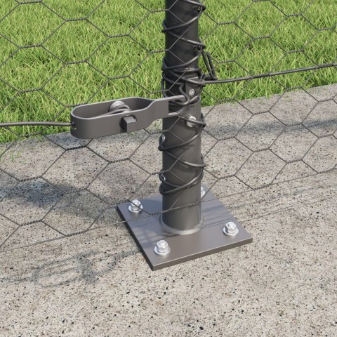 Ogrodzenie heksagonalne Szare 1.4x10 m Stal, Słupki ogrodzeniowe z podstawami 7 szt. Ø32mm 78,5cm Stal ocynkowana Ogrodzenie heksagonalne Szare 1.4x10 m Stal, Słupki ogrodzeniowe z podstawami 7 szt. Ø32mm 78,5cm Stal ocynkowana