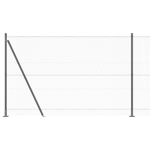 Ogrodzenie heksagonalne Szare 1.4x10 m Stal, Słupki ogrodzeniowe z podstawami 7 szt. Ø32mm 78,5cm Stal ocynkowana Ogrodzenie heksagonalne Szare 1.4x10 m Stal, Słupki ogrodzeniowe z podstawami 7 szt. Ø32mm 78,5cm Stal ocynkowana