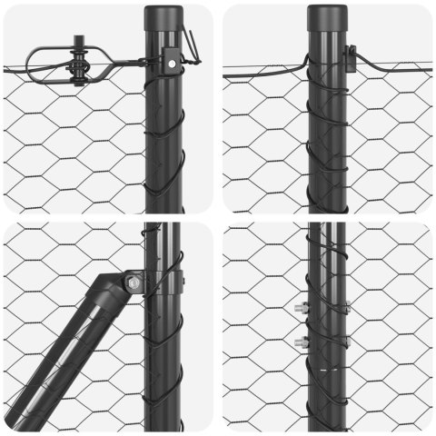 Ogrodzenie heksagonalne Szare 1.4x10 m Stal, Słupki ogrodzeniowe z podstawami 7 szt. Ø32mm 78,5cm Stal ocynkowana Ogrodzenie heksagonalne Szare 1.4x10 m Stal, Słupki ogrodzeniowe z podstawami 7 szt. Ø32mm 78,5cm Stal ocynkowana