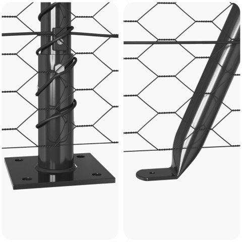 Ogrodzenie heksagonalne Szare 1.4x10 m Stal, Słupki ogrodzeniowe z podstawami 7 szt. Ø32mm 78,5cm Stal ocynkowana Ogrodzenie heksagonalne Szare 1.4x10 m Stal, Słupki ogrodzeniowe z podstawami 7 szt. Ø32mm 78,5cm Stal ocynkowana
