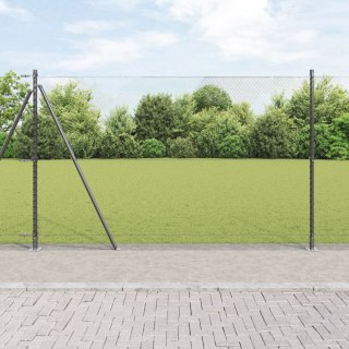 Ogrodzenie heksagonalne vidaXL Szare 1.4x10 m Stal, Słupy ogrodzeniowe vidaXL z podstawami 7 szt. Ø32mm 78.5cm Stal ocynkowana