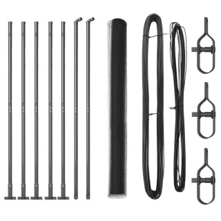 Ogrodzenie heksagonalne vidaXL Szare 1.4x10 m Stal, Słupy ogrodzeniowe vidaXL z podstawami 7 szt. Ø32mm 78.5cm Stal ocynkowana