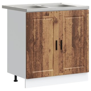 VidaXL Szafka pod zlew 'Porto'z zlewem Stare Drewno 80x46x84,5 cm Materiał drewnopochodny