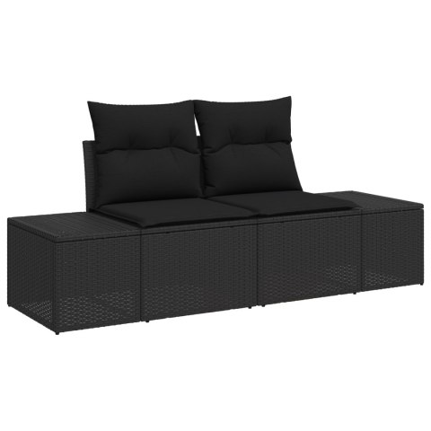 Zestaw sofy ogrodowej w 13 elementach z poduszkami Czarny Polirattan Akacja, Czteroosobowa sofa ogrodowa z poduszk Zestaw sofy ogrodowej w 13 elementach z poduszkami Czarny Polirattan Akacja, Czteroosobowa sofa ogrodowa z poduszk