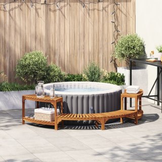 VidaXL Otoczenie do wanny z hydromasażem półokrągłe 252x111.5x55.5 cm z litego drewna akacjowego