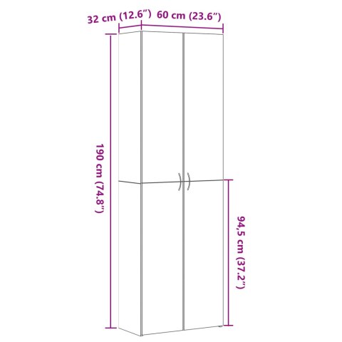 Szafka biurowa Czarny Dąb 60x32x190 cm, z materiału drewnopochodnego Szafka biurowa Czarny Dąb 60x32x190 cm, z materiału drewnopochodnego