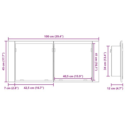 LED Mirror Cabinet Stare Drewno 100x12x45 cm Drewno inżynieryjne LED Mirror Cabinet Stare Drewno 100x12x45 cm Drewno inżynieryjne