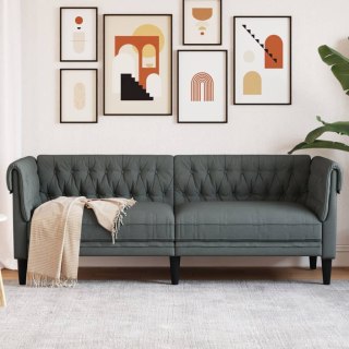  Sofa Chesterfield, trzyosobowa, ciemnoszara, obita tkaniną