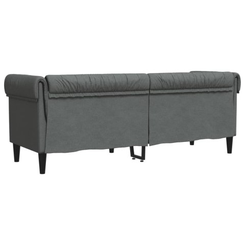  Sofa Chesterfield, trzyosobowa, ciemnoszara, obita tkaniną