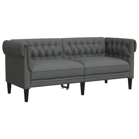  Sofa Chesterfield, dwuosobowa, ciemnoszara, obita tkaniną