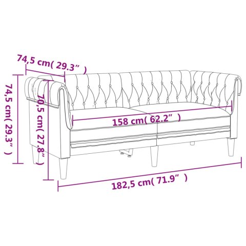  Sofa Chesterfield, dwuosobowa, ciemnoszara, obita tkaniną