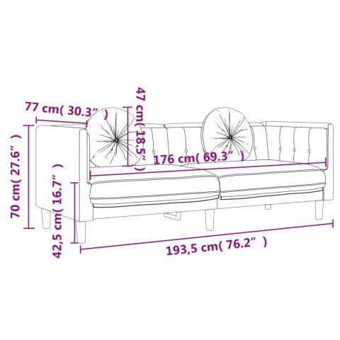  Sofa 3-osobowa z poduszkami, czarna, aksamit