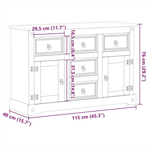  Komoda Corona, 115x40x76 cm, lite drewno sosnowe