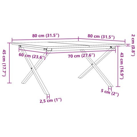  Stolik kawowy z nogami w kształcie litery X, 80x80x45 cm