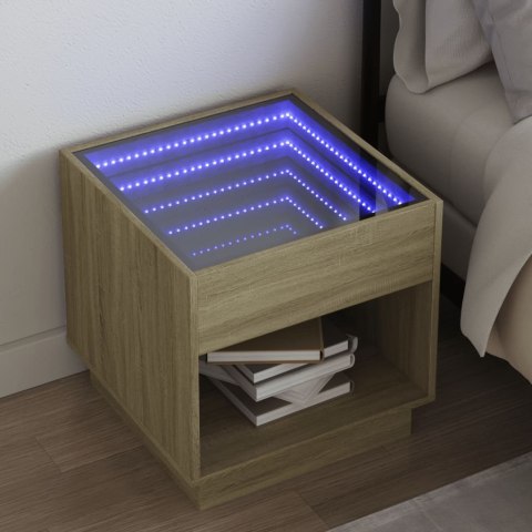  Stolik nocny z LED Infinity, dąb sonoma, 50x50x50 cm