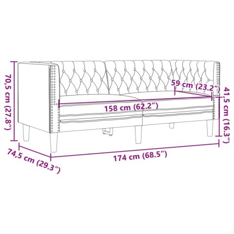  Sofa Chesterfield, 2-os., brązowa, sztuczna skóra zamszowa