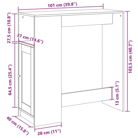  Stolik barowy z przegrodami, stare drewno, 101x40x103,5 cm