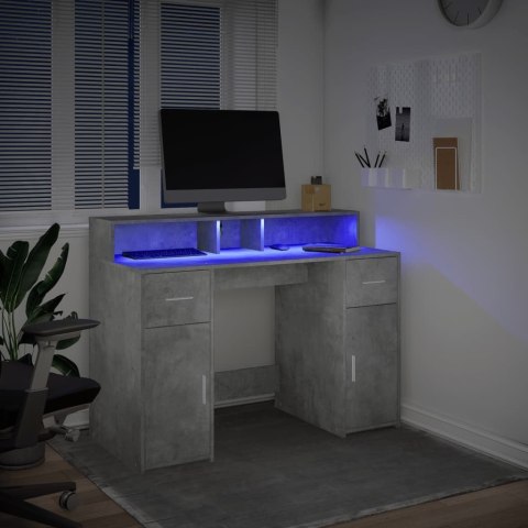  Biurko z podświetleniem LED, betonowa szarość, 120x55x91 cm