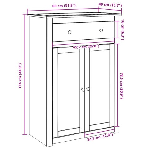  Szafka na buty Panama, 80x40x114 cm, lite drewno sosnowe