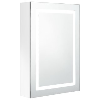  Szafka łazienkowa z lustrem i LED, lśniąca biel, 50x13x70 cm