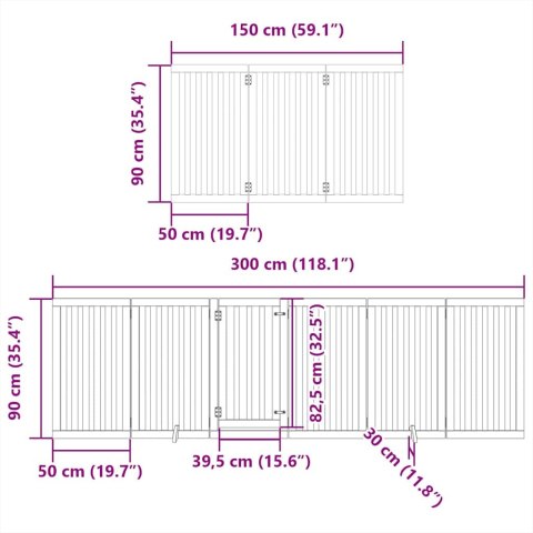  Składana bramka dla psa, z drzwiami, 9 paneli, 450 cm