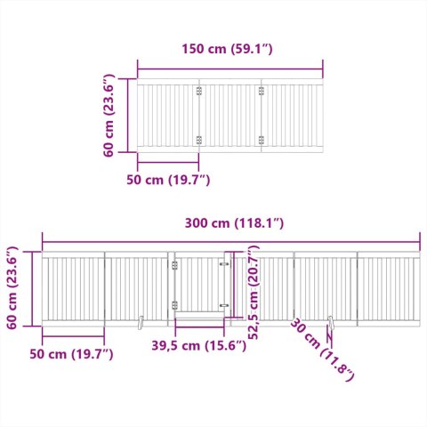  Składana bramka dla psa, z drzwiami, 9 paneli, brązowa, 450 cm