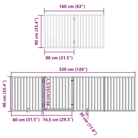  Składana bramka dla psa, z drzwiami, 12 paneli, biała, 960 cm