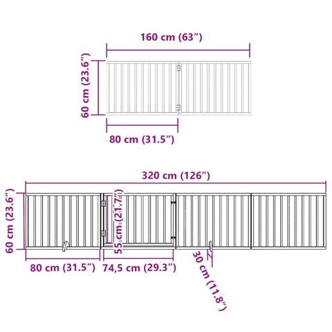  Składana bramka dla psa, z drzwiami, 12 paneli, brązowa, 960 cm