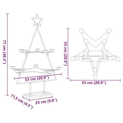  Metalowa choinka świąteczna, do dekoracji, czarna, 75 cm