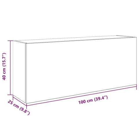  Wisząca szafka łazienkowa, brązowy dąb, 100x25x40 cm