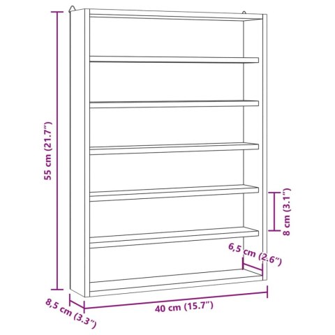  Witryna ścienna z 6 półkami, 40x8,5x55 cm