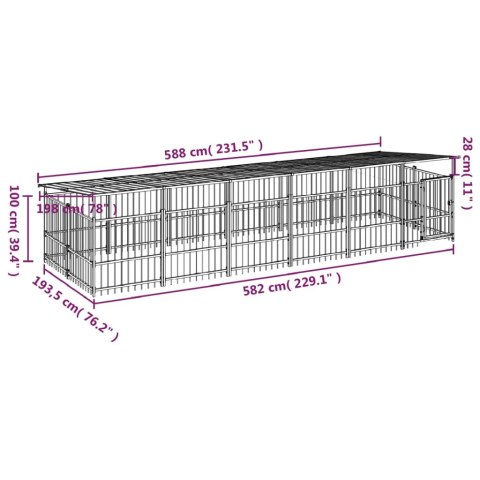  Kojec dla psa z zadaszeniem, stalowy, 11,26 m²